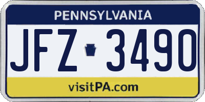 PA license plate JFZ3490