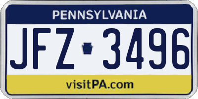 PA license plate JFZ3496