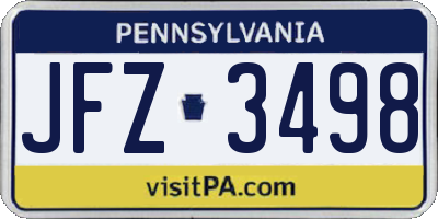 PA license plate JFZ3498