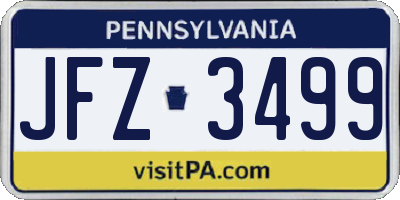 PA license plate JFZ3499