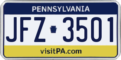 PA license plate JFZ3501