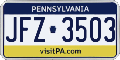 PA license plate JFZ3503