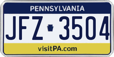 PA license plate JFZ3504