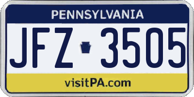 PA license plate JFZ3505