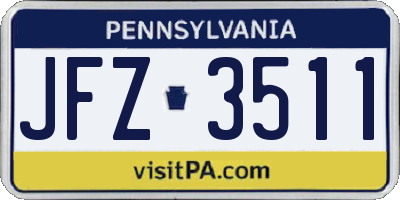 PA license plate JFZ3511