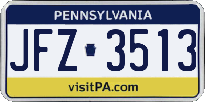 PA license plate JFZ3513
