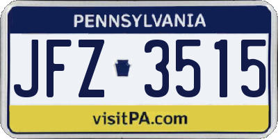 PA license plate JFZ3515
