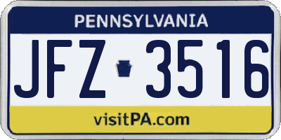 PA license plate JFZ3516