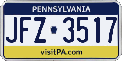 PA license plate JFZ3517
