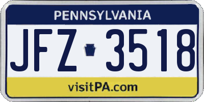 PA license plate JFZ3518