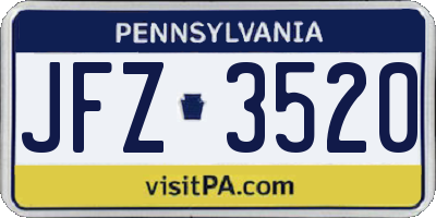 PA license plate JFZ3520