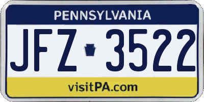 PA license plate JFZ3522