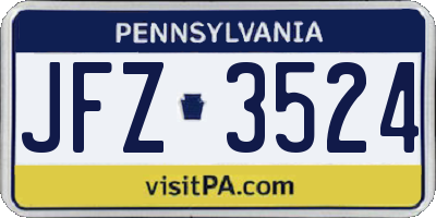 PA license plate JFZ3524