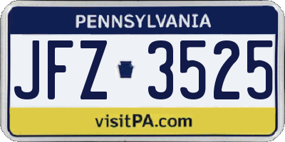 PA license plate JFZ3525
