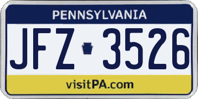 PA license plate JFZ3526