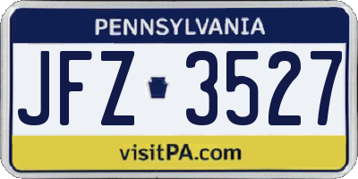 PA license plate JFZ3527