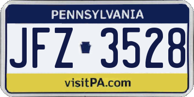 PA license plate JFZ3528