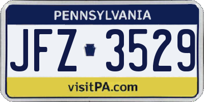 PA license plate JFZ3529