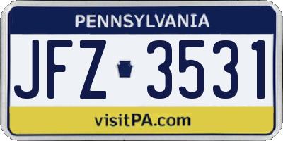 PA license plate JFZ3531
