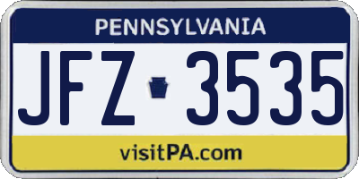 PA license plate JFZ3535