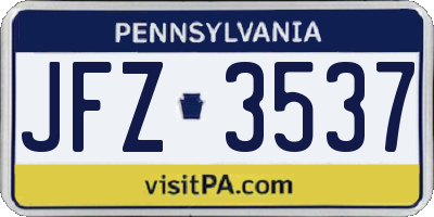 PA license plate JFZ3537