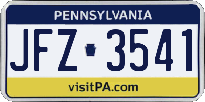 PA license plate JFZ3541