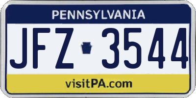 PA license plate JFZ3544