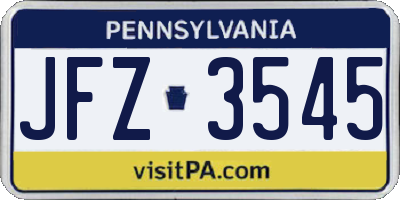 PA license plate JFZ3545