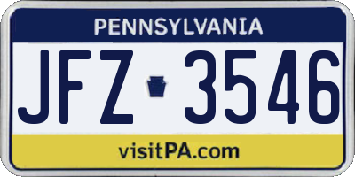 PA license plate JFZ3546