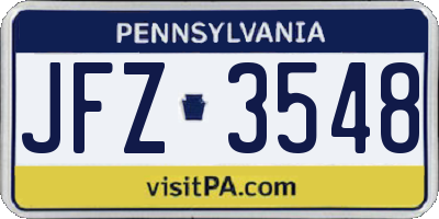 PA license plate JFZ3548
