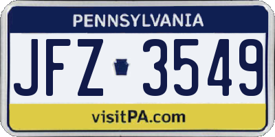 PA license plate JFZ3549