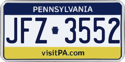 PA license plate JFZ3552