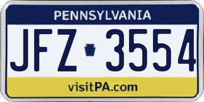 PA license plate JFZ3554