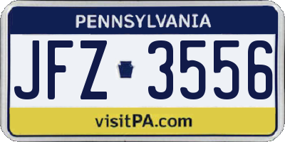 PA license plate JFZ3556