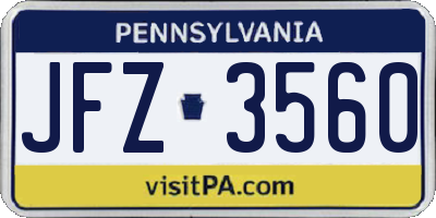 PA license plate JFZ3560