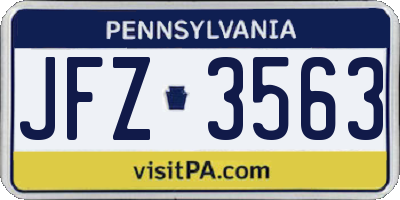 PA license plate JFZ3563