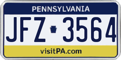 PA license plate JFZ3564