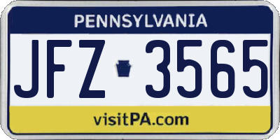 PA license plate JFZ3565