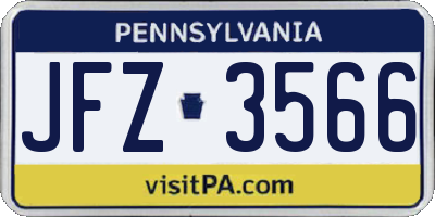 PA license plate JFZ3566