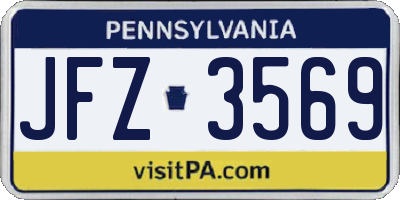 PA license plate JFZ3569