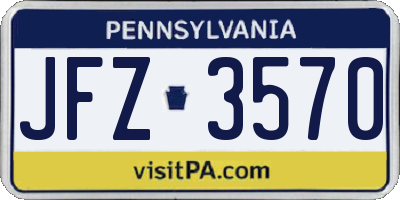 PA license plate JFZ3570