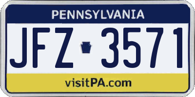 PA license plate JFZ3571