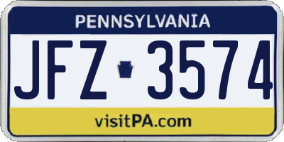 PA license plate JFZ3574