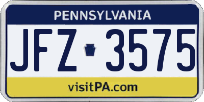 PA license plate JFZ3575