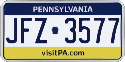 PA license plate JFZ3577