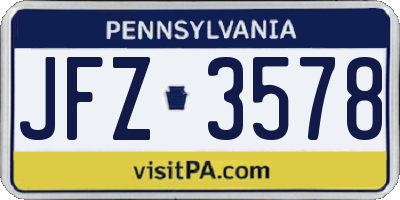 PA license plate JFZ3578