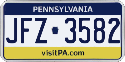 PA license plate JFZ3582