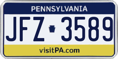 PA license plate JFZ3589