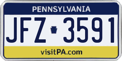 PA license plate JFZ3591