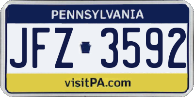 PA license plate JFZ3592